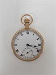 9ct rose gold open face pocket watch with winding crown, 15 jewel movement, total weight 79.4g