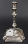 Victorian silver taper stick of baluster form, the square stepped base with re-entrant corners,