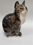 Large Winstanley pottery tabby cat with glass inset eyes, signed and inscribed to the base, height