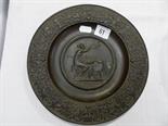 19th Century French bronze circular dish in Barbedienne style, cast with a central reserve of a