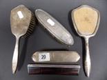 Silver five piece engine turned dressing tablet set, Birmingham 1956 (a.f)