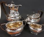 Edwardian silver four piece tea set by Harry Atkins, Sheffield 1908, eight 55toz approx.