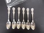 Set of six Victorian silver Kings Husk pattern teaspoons, London 1889, 5 oz