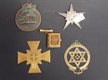 Three masonic badges including a gilt metal Royal Arch jewel, engraved with the name Peter Pender,