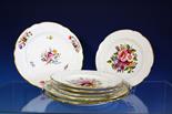 A set of three Spode Felspar Porcelain floral decorated cabinet plates c.1825, with shaped gilt