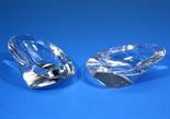 A pair of Baccarat glass pipe holders oval form with deep deposits for pipe bowls, etched Baccarat