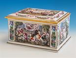 A large 19th century Capo-di-Monte porcelain table casket of rectangular form with slightly domed