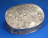 A Continental Hanau silver trinket box late 19th / early 20th century, oval form, the lid