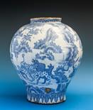 A massive Delft chinoiserie vase or jar - possibly English late 17th century, of bulbous, baluster