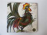 A hand painted German ceramic tile (cockerel) 34cm x 34cm