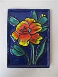 A Buckeburg Keramik ceramic tile (flower design) signed by Helge Pfaff 24cm x 34cm