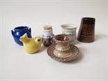 Six items of Swedish pottery including Vicke Lindstrand, Upsala Ekeby, Tallberg, Gabriel