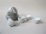 An Arzberg tea service consisting of six cups, six saucers and six small plates. Design by