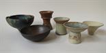 A small collection of studio pottery bowls including Robert and Sheila Fournier, E J Mellon (chip to