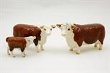 Beswick Hereford bull, cow and calf (1363B/1360/1827C), all designed by Arthur Gredington (3)