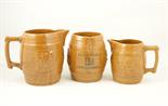Masonic interest: Set of three graduated ale jugs inscribed `J H Pritchard, New Brighton, 1911`,