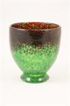 Scottish art glass vase, possibly Vasart, U-shaped bowl decorated with green speckles beneath an