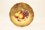 Royal Worcester fruit plate by Peter Platt, post War, decorated with apples, grapes and