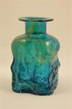 Isle of Wight style azurene glass bottle vase, moulded squared section with flared neck, height 18.