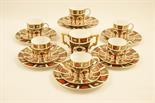 Royal Crown Derby part coffee service, circa 1980s, comprising six coffee cans and saucers, six side
