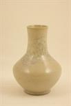 Ruskin high fired pottery vase, baluster form with a cylinder neck, decorated in pastel glazes of