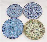 Iznik polychrome decorated bowl, 17th Century, decorated with flowers in blue and puce with green
