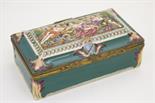 Naples porcelain box, early 20th Century, rectangular form, the hinged cover decorated with