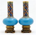 Pair of Minton `cloisonne` vases, circa 1873, the designs inspired by Dr. Christopher Dresser,