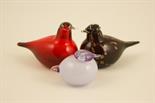 Three Iittala, Finnish, studio glass birds designed by Oiva Toikka including `Puffball Bird`, 6.