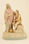 Victorian tinted Parian figure group `Abraham offering Isaac`, height 39cm