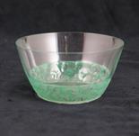 Lalique Poissons finger bowl, clear form but for a band of blue tinted moulded leaping fishes at