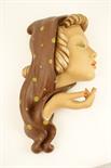 John Douglas `A Modern Madonna` hand decorated slip cast wall mask, inscribed verso, 49cm