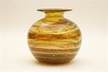 Isle of Wight studio glass vase, 1970s, globular form with flange neck, spiral decoration in treacle