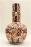 Japanese Imari bottle vase, Meiji (1868-1912), relief moulded with roundels united by a central band