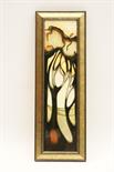 Moorcroft framed plaque, Trees against a sunset, circa 2005, 47cm  x 16cm including frame