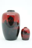 Royal Doulton silhouette flambe vase, shouldered form decorated with an extensive landscape, printed