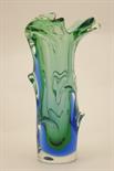 Murano freeform blue green trumpet vase, 31cm