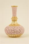 Locke & Co. Worcester reticulated bottle vase, circa 1895-1904, Persian inspired shape, the neck and