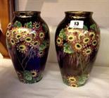 MALING VASES; Pair of floral lustre Maling oviform 8.5" vases, lustre floral pattern No.6231 on