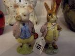 BEATRIX POTTER; 2 Beswick figures of Benjamin Bunny and Pigling Bland