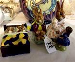 BUNNYKINS; 3 Royal Doulton groups "Sleepy Time/Sleigh Ride/ Play Time"