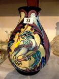 MOORCROFT; Impressive "Blue Parrot" pattern 10" baluster vase dated 2005