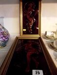 ART NOUVEAU; Pair of treacle glaze relief rectangular tiles of classical maidens, with putti 11.5"