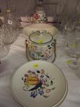 POOLE; Cockerel design shallow bowl and table lamp base; also similar biscuit barrel and 2