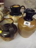 DOULTON STONE WARE; 2 Lambeth Toper ale jugs and Royal Doulton stone ware ewer
