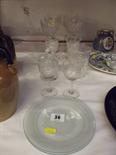 CUT GLASS, set of 6 hock glasses, preserve pot and other glass ware