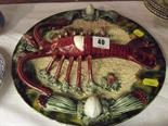 CALDAS-STYLE, lobster sea shore encrusted circular plaque
