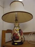 MOORCROFT; Cream ground "Acorn and Blossom" baluster table lamp and shade