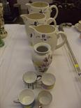 COPELAND SPODE, 3 graduated blue floral decorated jugs, also Portmeirion vase and 4 coffee cans