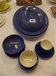 MOORCROFT, powder blue ground oval serving dish and matching meat plate together with 4 other